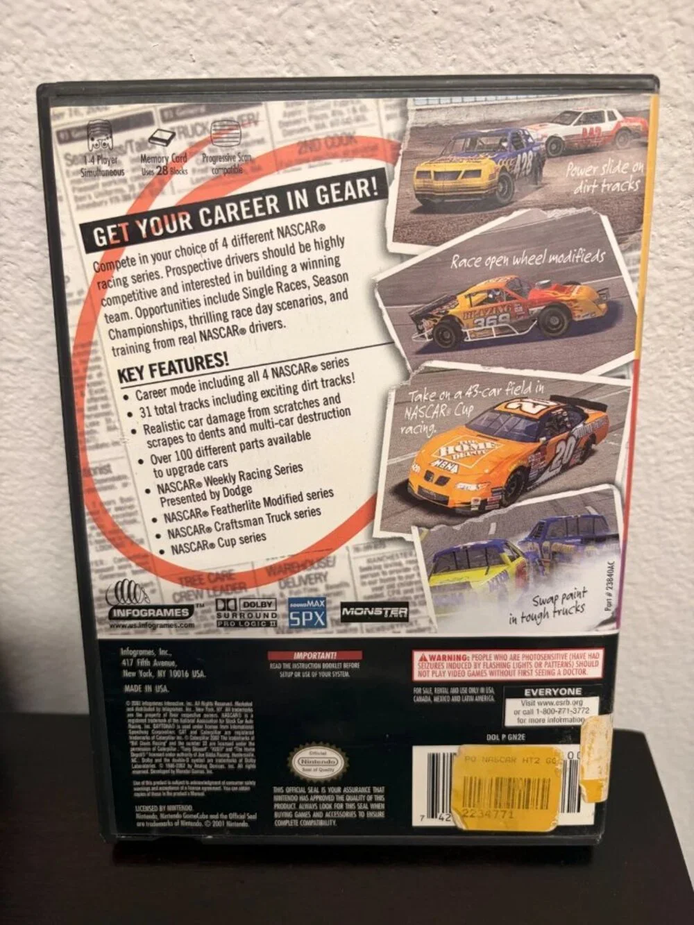 Nascar Dirt to Daytona, Nintendo Gamecube, Includes Game Box, Tested